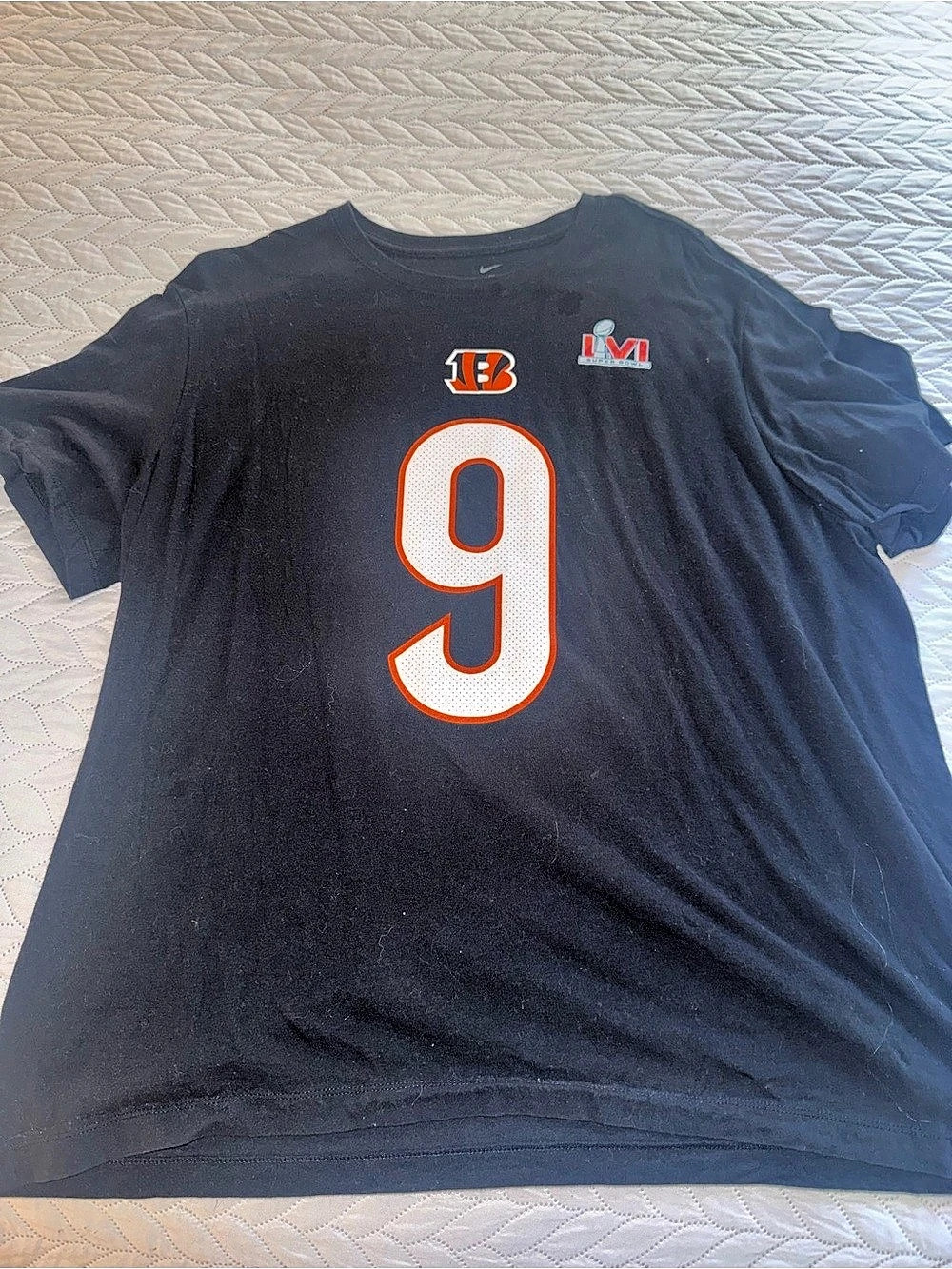 Nike Cincinnati Bengals Joe Burrow Super Bowl LVI Name & Number T-Shirt Tee